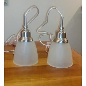 Commercial Electric 2-Light brushed nickel mini Pendants w/ frosted Glass 60 W